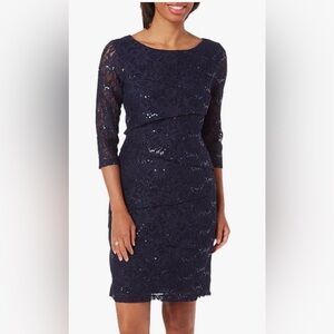 Ronni Nicole Navy Sequin Lace Dress